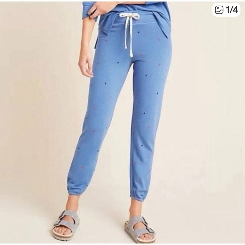 Sundry Jogger Sweatpants - Light Blue - Stars Hearts - Size L - Anthropologie